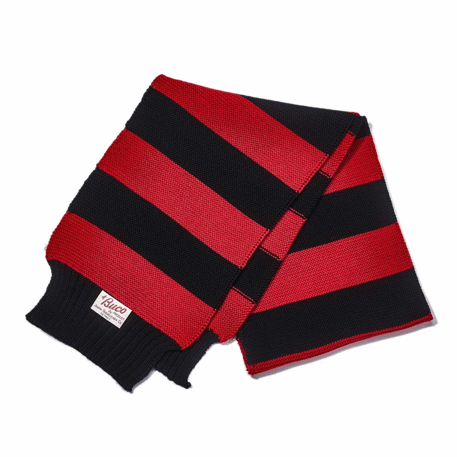 BUCO STRIPED WOOL KNIT SCARF