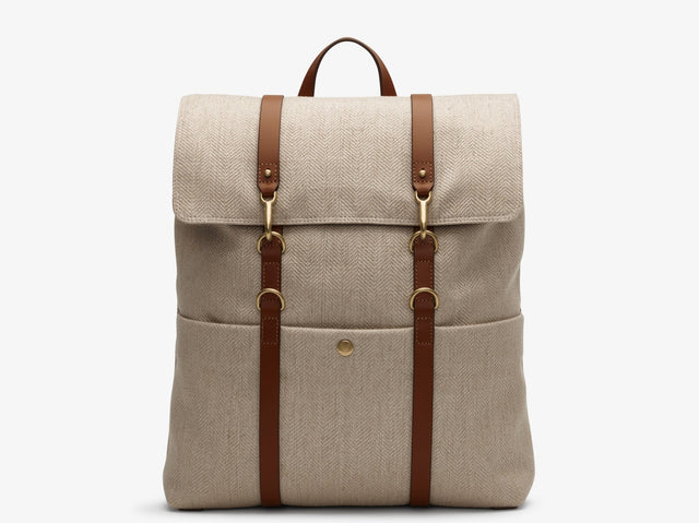 M/S Backpack - Grand Herringbone/Cuoio