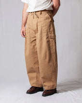 Twill Cargo Balloon Pants Beige
