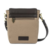 Bandolera Crossbody Bag Leather And Sand Canvas