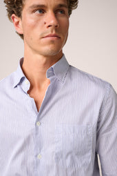 Italian Banker Stripe Work Shirt Cotton And White Stripe