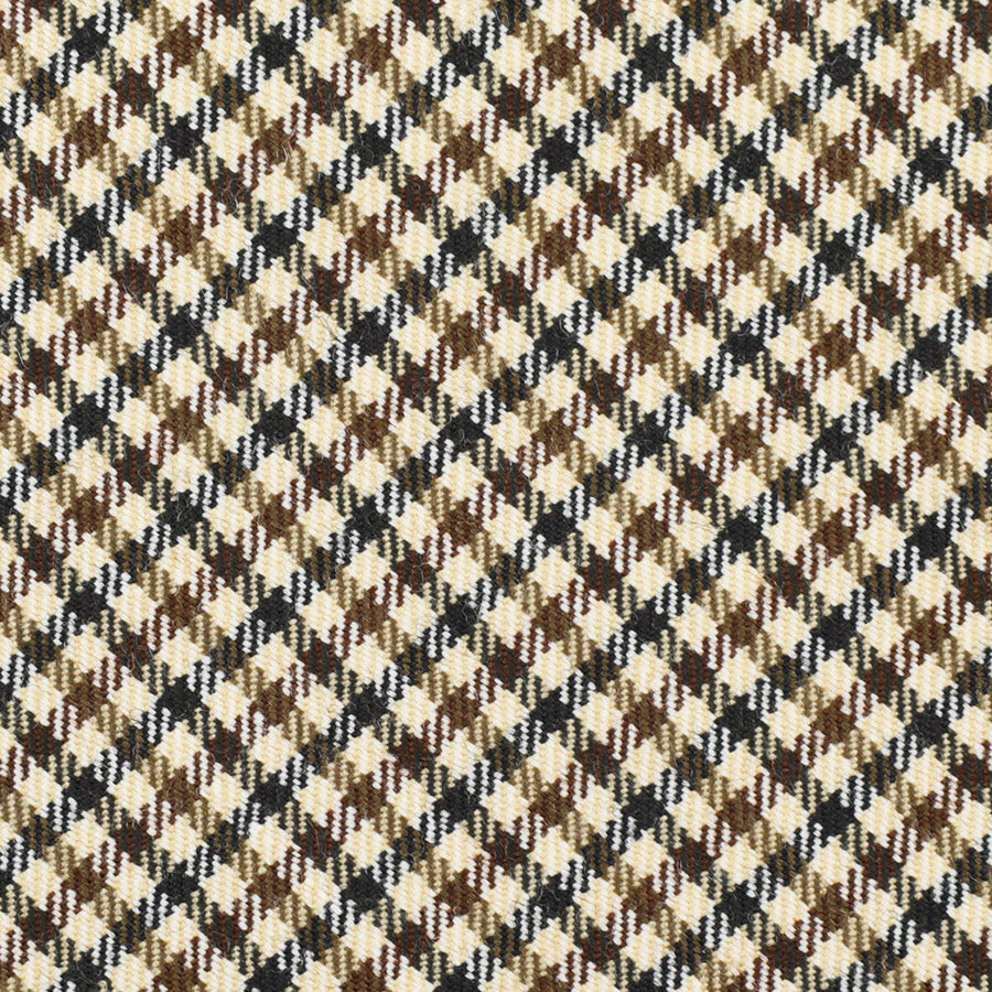 Abraham Moon Gun Club Check Bespoke Wool Tie Beige