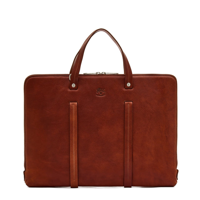 Trebbio | Men's briefcase in vintage leather color sepia