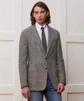 Italian Linen Silk Sport Coat In Glen Plaid
