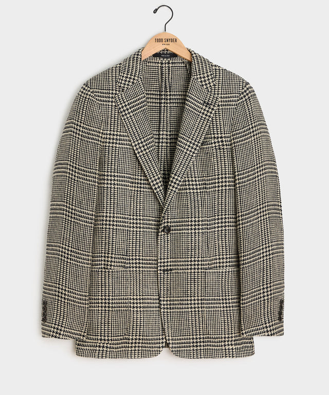 Italian Linen Silk Sport Coat In Glen Plaid