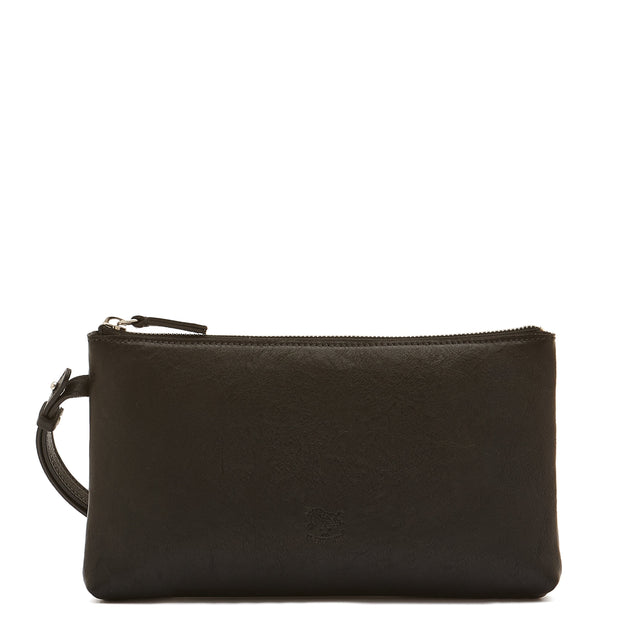 Oriuolo | Men's clutch bag in vintage leather color black