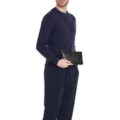 Oriuolo Pochette Da Uomo In Pelle Invecchiata Colore Nero