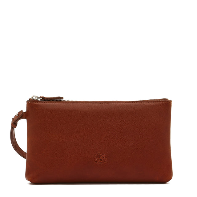 Oriuolo | Men's clutch bag in vintage leather color sepia