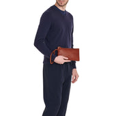 Oriuolo Pochette Da Uomo In Pelle Invecchiata Colore Seppia