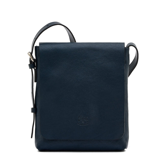 Brolio | Borsa a tracolla da uomo in pelle invecchiata colore blu mezzanotte
