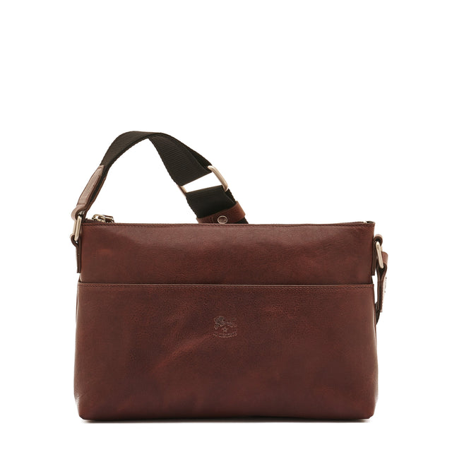 Oriuolo | Borsa a tracolla da uomo in pelle invecchiata colore caffè