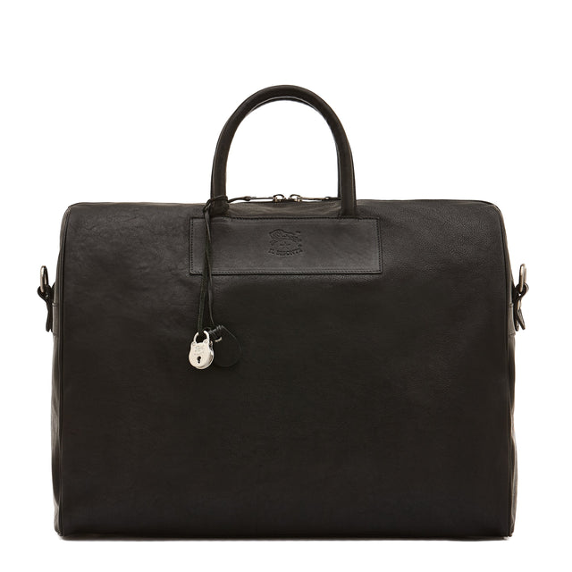 Lorenzo | Borsa da viaggio in pelle invecchiata colore nero