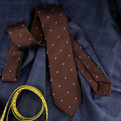 Dotted Grenadine Garza Fina Bespoke Tie Brown Pink