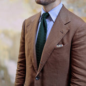 Zigzag Silk Knit Tie Green