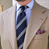 Triple Bar Shantung Silk Tie Hand Rolled