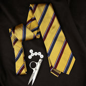 Bespoke Repp Stripe Silk Tie Gold