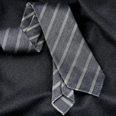 Striped Grenadine Garza Fina Bespoke Tie Grey Mottled