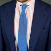 Crunchy Silk Knit Tie Azure