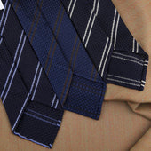 Striped Garza Grossa Grenadine Bespoke Tie Midnight