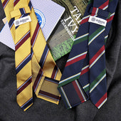 Bespoke Repp Stripe Silk Tie Gold