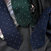 Dotted Shantung Grenadine Bespoke Tie Navy