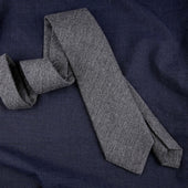 Herringbone Cashmere Bespoke Tie Grey