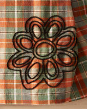 Beaded Floral Madras Long Sleeve Shirt - Blue