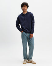 Bedford Washed Loopback Organic Cotton Henley Sweatshirt