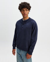 Bedford Washed Loopback Organic Cotton Henley Sweatshirt