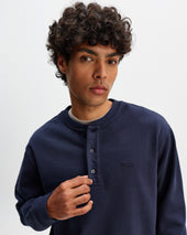 Bedford Washed Loopback Organic Cotton Henley Sweatshirt