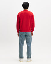 Bedford Washed Red Loopback Organic Cotton Henley Sweatshirt
