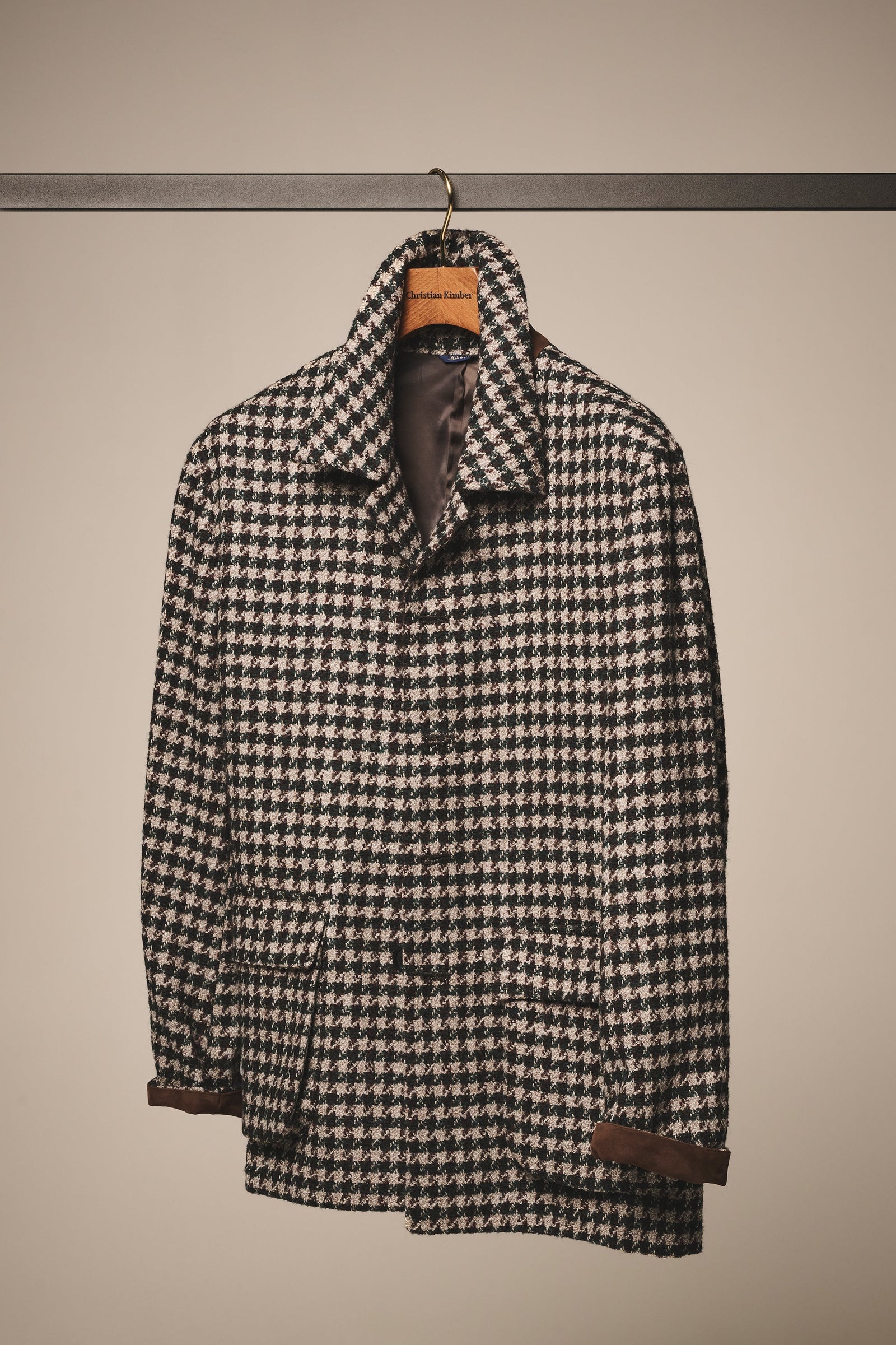 Fitzroy Chore Jacket Wool Alpaca Green Brown Sand Houndstooth