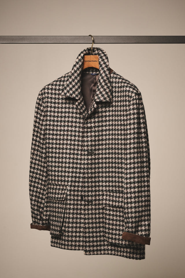 Fitzroy Chore Jacket - Wool & Alpaca - Green, Brown, Sand Houndstooth
