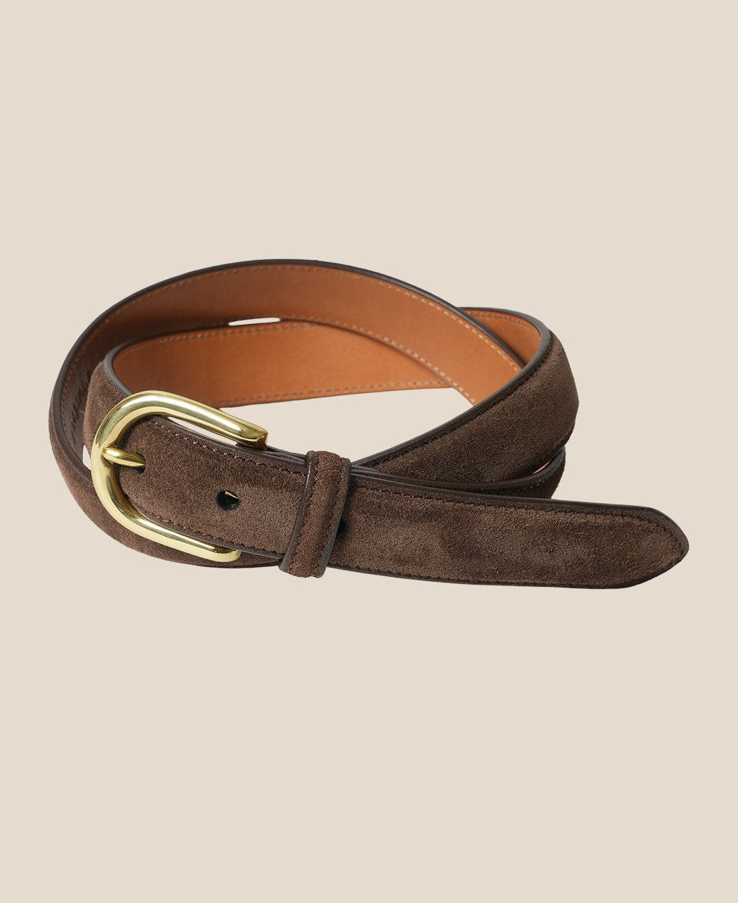 HORSESHOE BUCKLE SLIM SUEDE LEATHER BELT