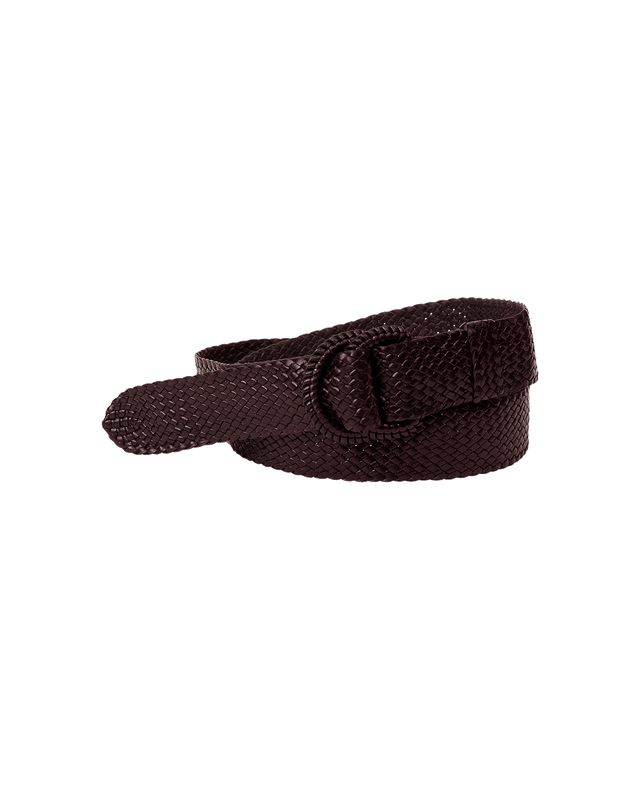 Braided Kangaroo Leather Belt - Brown