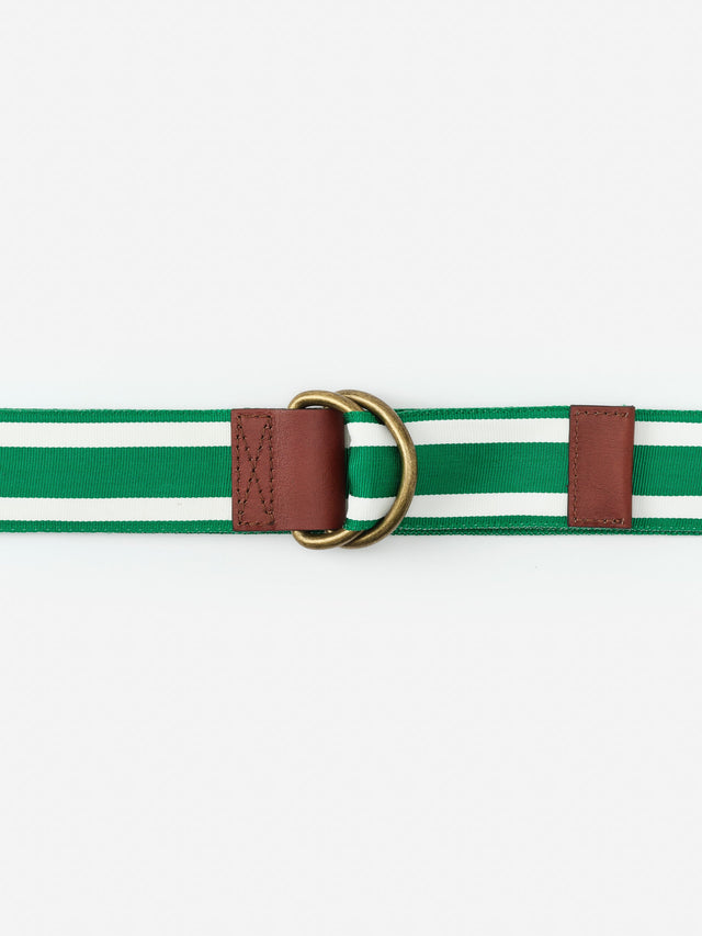 White/Green Stripe Ribbon Belt | Men's Belts | J.McLaughlin