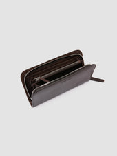 BERGE’ 01 - Dark Brown Zip Around Leather Wallet