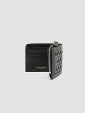 BERGE’ 104 - Black Woven Leather Bifold Wallet
