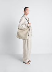 Belted Tote Bag In Cotton Canvas