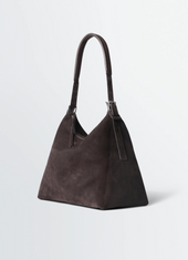 Belted Hobo Bag In Suede Leather