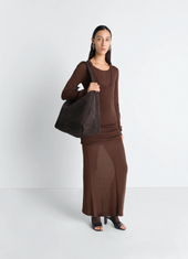 Belted Hobo Bag In Suede Leather