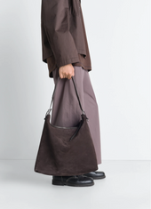 Belted Hobo Bag In Suede Leather
