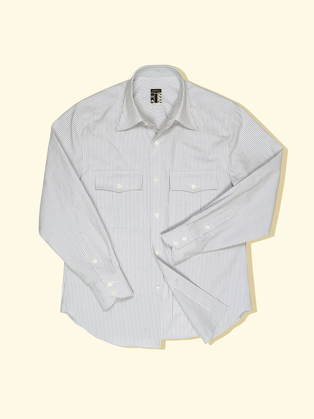 Bigman Shirt - Ghost Grey and White Seersucker — The Anthology