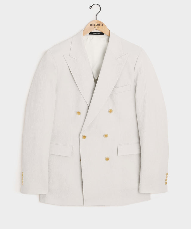 Italian Seersucker Double-Breasted Suit Jacket