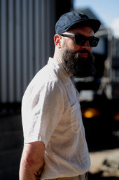 Men's Open Collar Linen Shirt - White