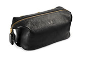 Leather Wash Bag / Dopp Kit - Black