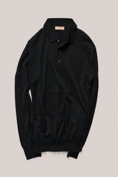 Rye Paperweight Merino Long Sleeve Polo Noir