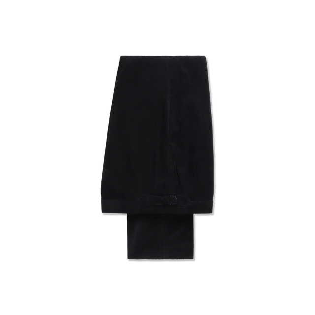 Flat Front Trouser in Black Cashmere Mix Corduroy