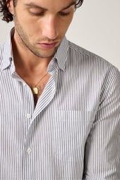 Poplin Striped Shirt White
