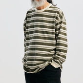 Block Stripe L S T Shirt Dark Green